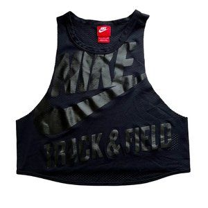 Nike Womens Mesh Athletic Tank size S Black Track & Field Print Sleeveless Crop